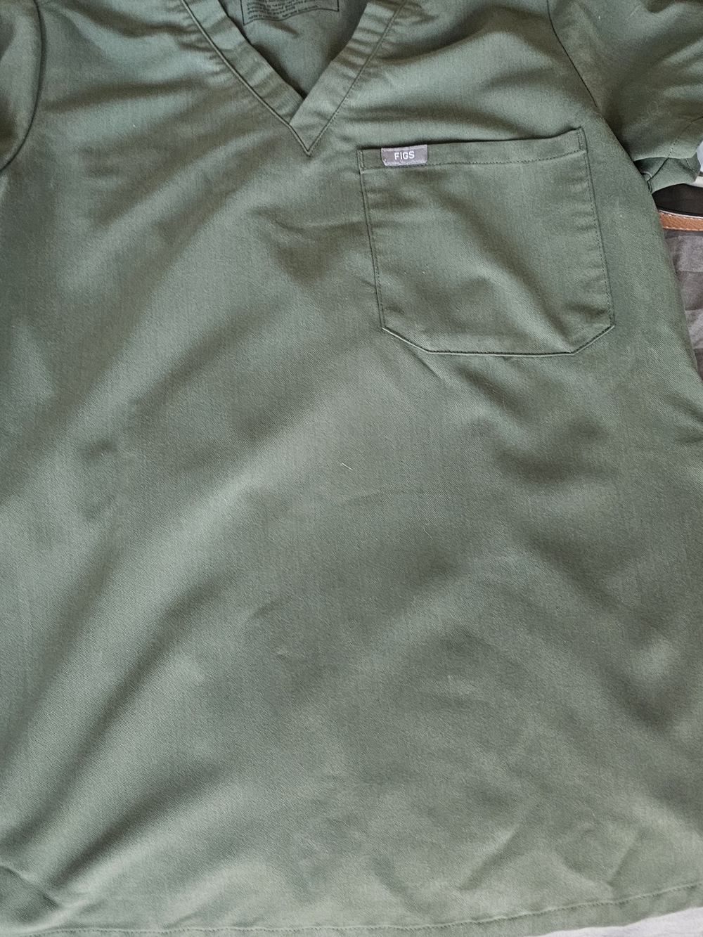 FIGS Olive Green V-Neck Scrub Top